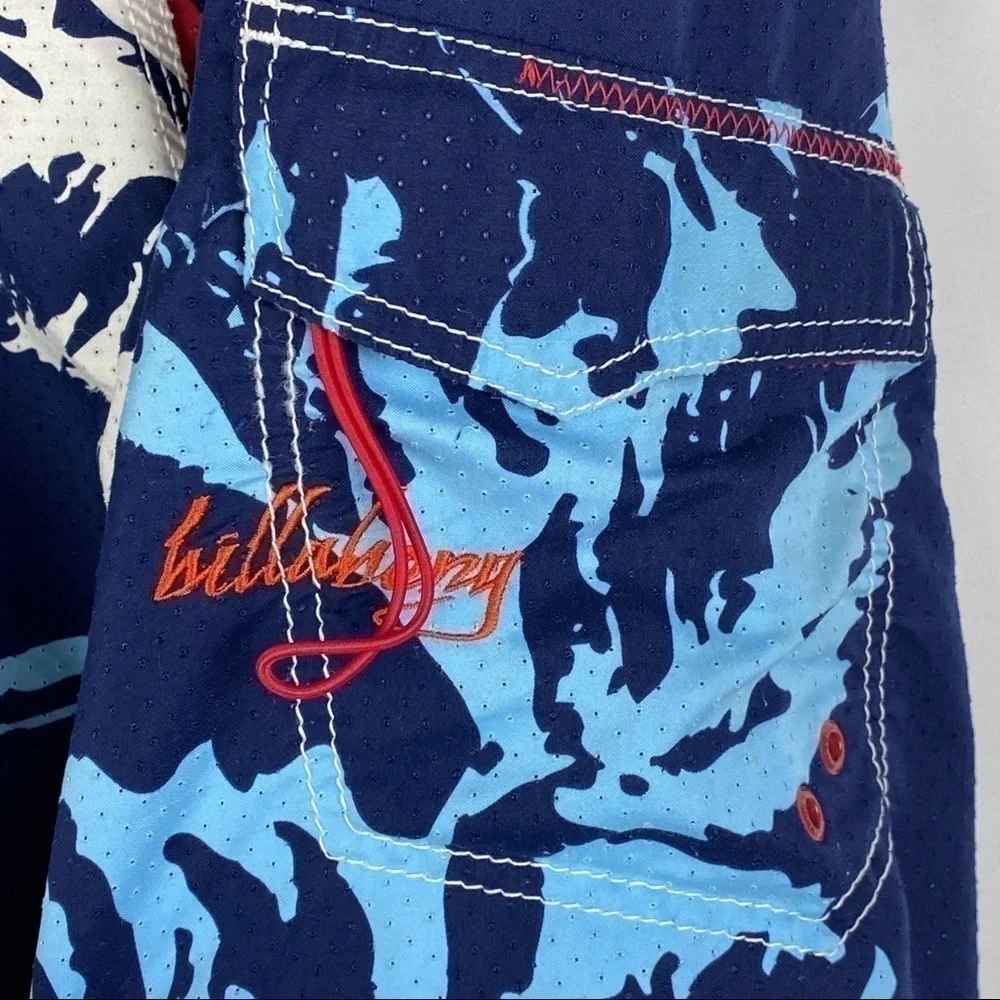 Billabong Floral Laced Front Swim Board Shorts Men's 32 Blue‎